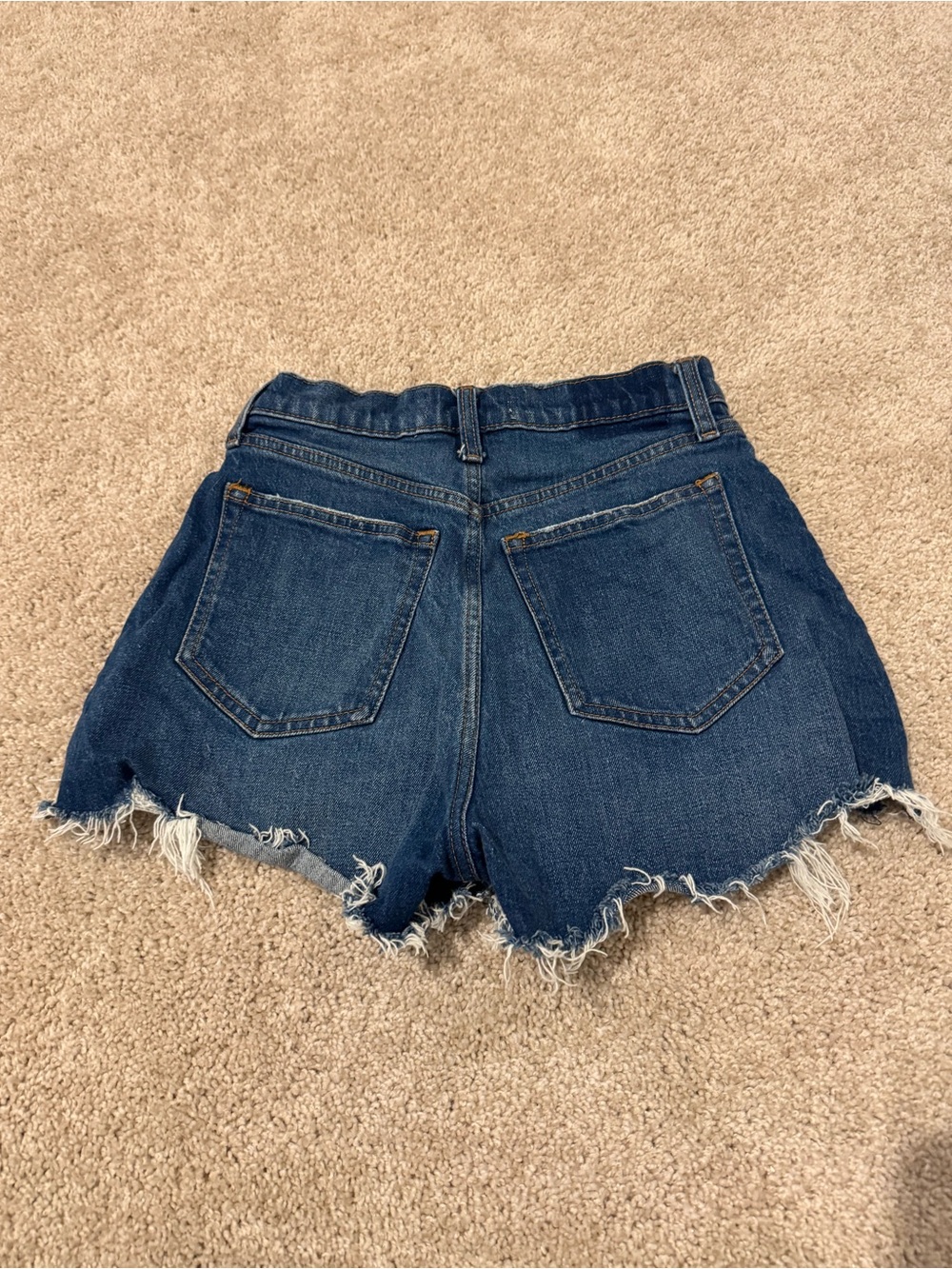 Abercrombie & Fitch “The Cutoff Short High Rise” Raw Hem Blue Denim Shorts